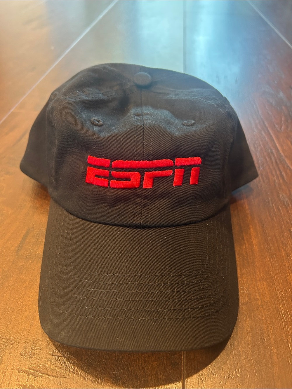 ESPN Black Red Embroidered Logo Adjustable Baseball Hat Cap